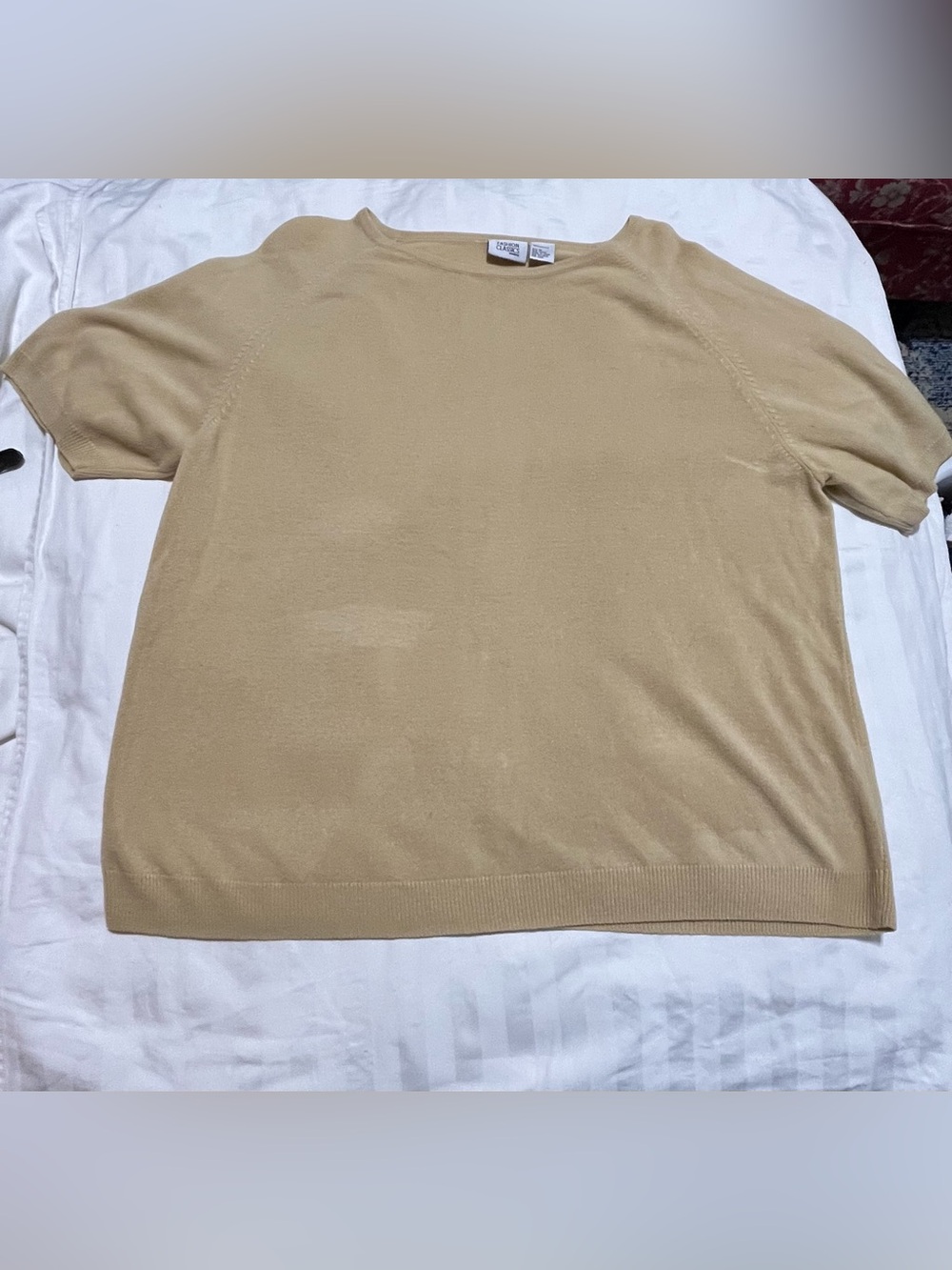 Lightweight Crewneck Top in Beige - Women's Short Sleeve Blouse
14-05